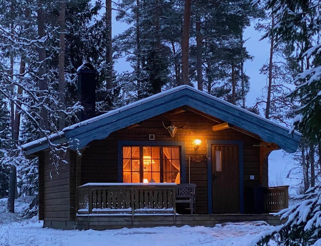 Timrad Stuga I Kanten Av Skogen Med Spa Moejlighet Mullsjö Dış mekan fotoğraf